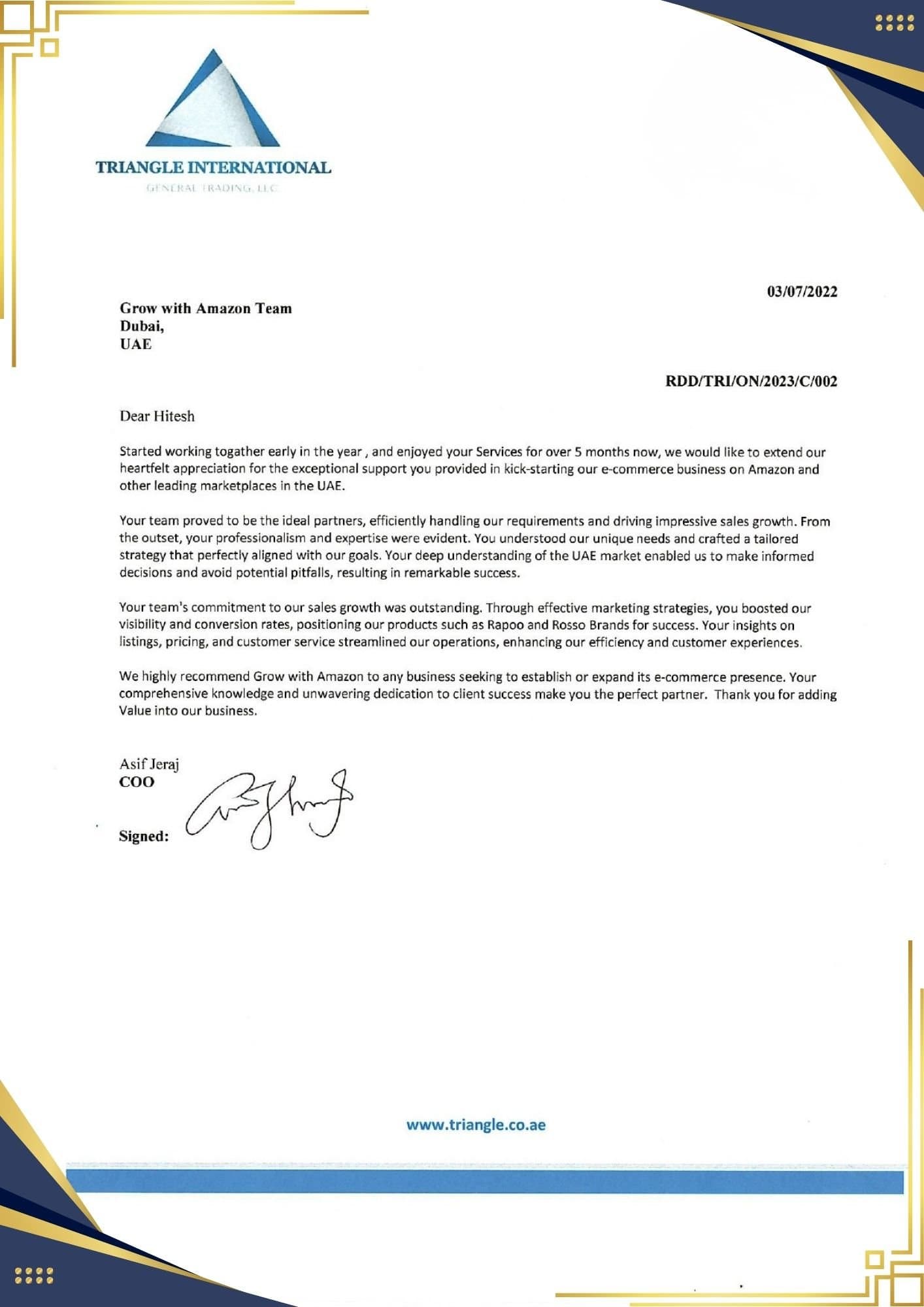 GrowithAmazon client testimonial